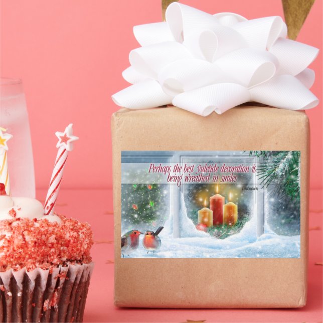 Pegatina Rectangular Navidades citan "Sonrisas" Inspiradoras (Fiesta)