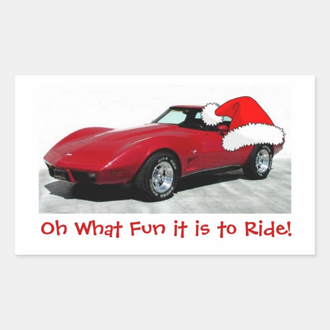 Pegatina Rectangular navidades Corvette Rojo 1979 (Anverso)