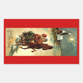 Pegatina Rectangular Navidades De Antigüedades pegatinas Gr One Horse O