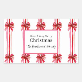 Pegatina Rectangular Navidades de arcos rojos rosados