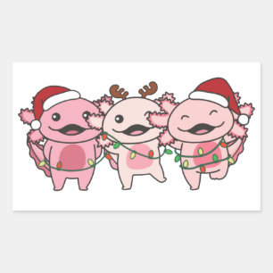 Pegatina Rectangular Navidades de Axolotl Navidades Animales Dulces Axo