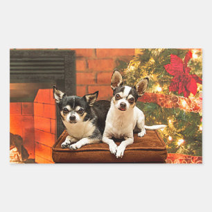 Pegatina Rectangular Navidades de Chihuahua