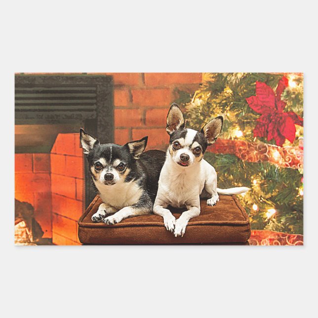 Pegatina Rectangular Navidades de Chihuahua (Anverso)