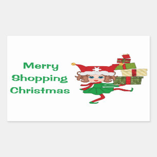 Pegatina Rectangular Navidades de compras de cerezos