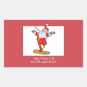 Pegatina Rectangular Navidades de ejercicios de fitness con Santa Claus