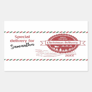 Pegatina Rectangular Navidades de entregas especiales de Fun Santa