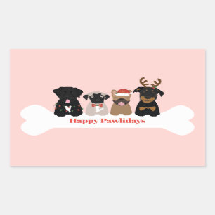 Pegatina Rectangular Navidades de Happy Pawlidays