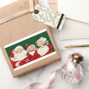 Pegatina Rectangular Navidades de la familia Santa