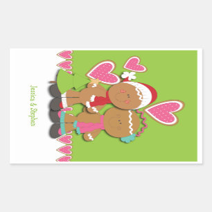 Pegatina Rectangular Navidades de la pareja Gingerbread Cookie