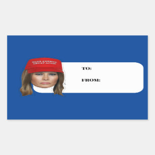 Pegatina Rectangular Navidades de Melania Trump MAGA