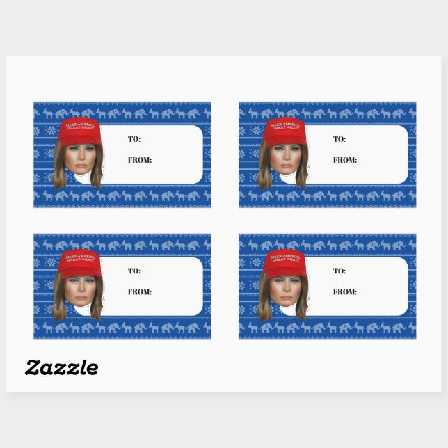 Pegatina Rectangular Navidades de Melania Trump MAGA (Hoja)