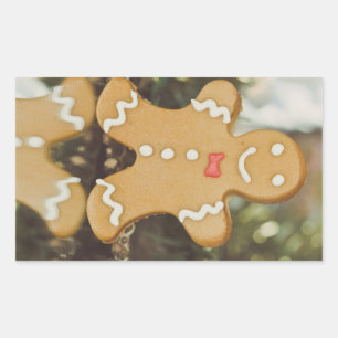 Pegatina Rectangular Navidades de pan de jengibre