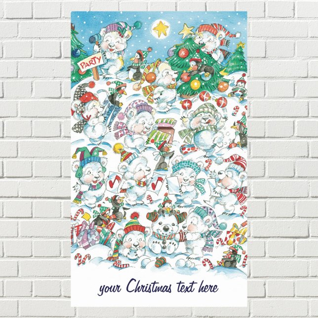 Pegatina Rectangular Navidades de Personalizado lindo Fiesta de oso pol (Subido por el creador)