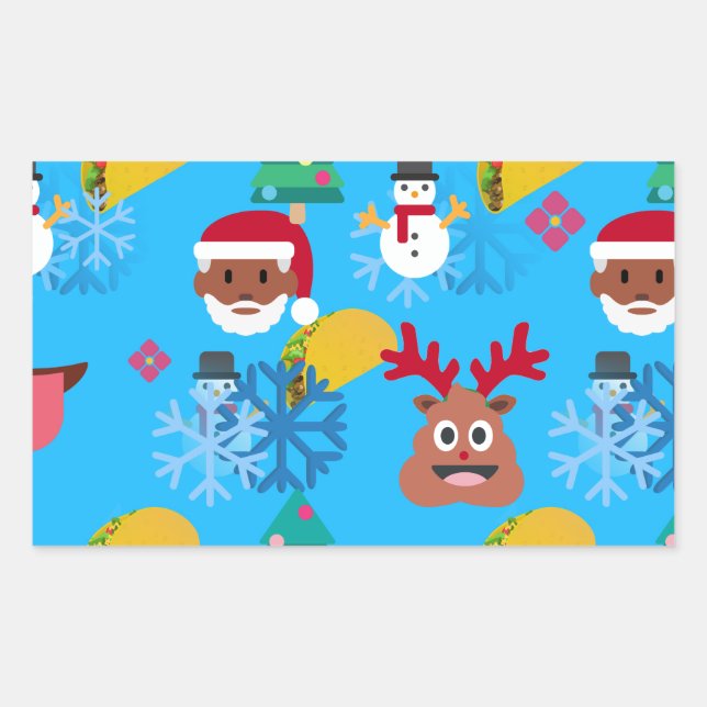 Pegatina Rectangular navidades de santa taco negro (Anverso)