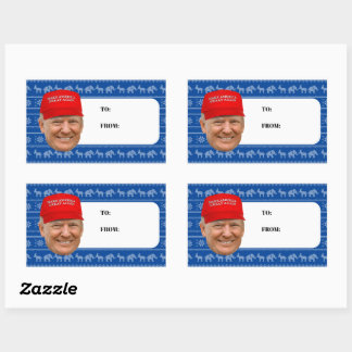 Pegatina Rectangular NAVIDADES de TRUMP MAGA
