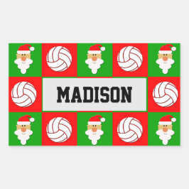 Pegatina Rectangular Navidades de voleibol Santa Clause envueltos