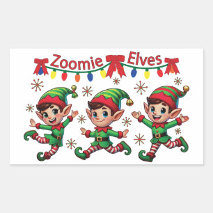 Pegatina Rectangular Navidades de Zoomie Elves