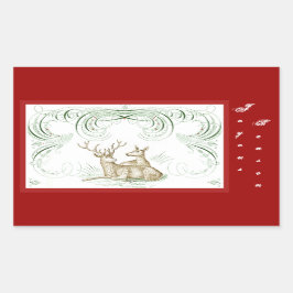 Pegatina Rectangular Navidades Deer