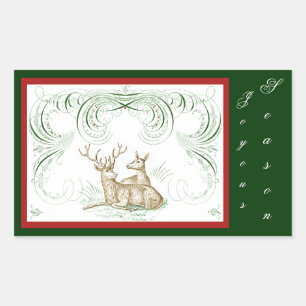 Pegatina Rectangular Navidades Deer