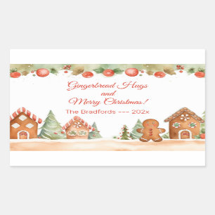 Pegatina Rectangular Navidades del Gingerbread Hugs