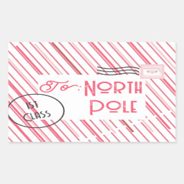 Pegatina Rectangular Navidades del Polo Norte Santa Letter para niños