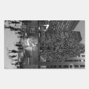 Pegatina Rectangular Navidades del Rockefeller Center - NYC