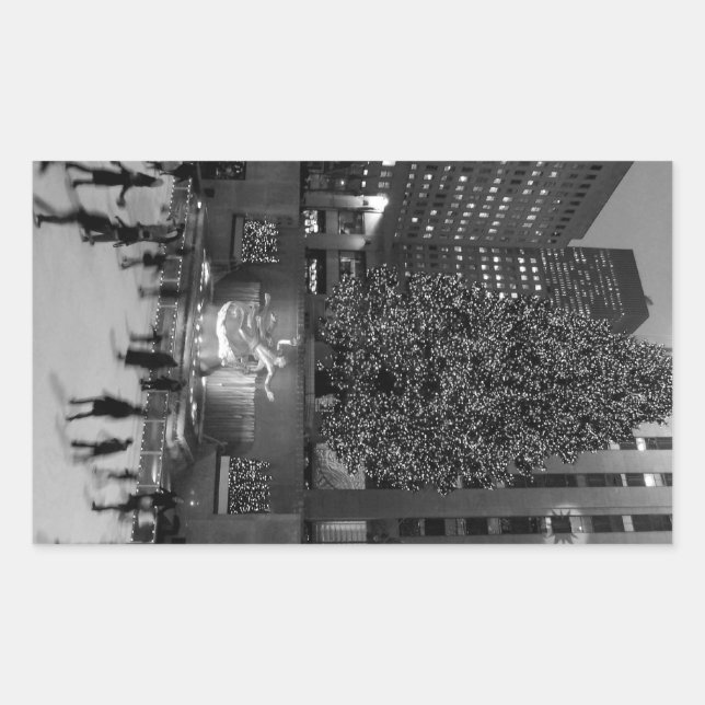 Pegatina Rectangular Navidades del Rockefeller Center - NYC (Anverso)
