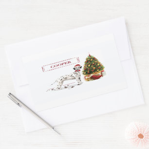 Pegatina Rectangular Navidades divertidos: Perro y árbol dalmatianos