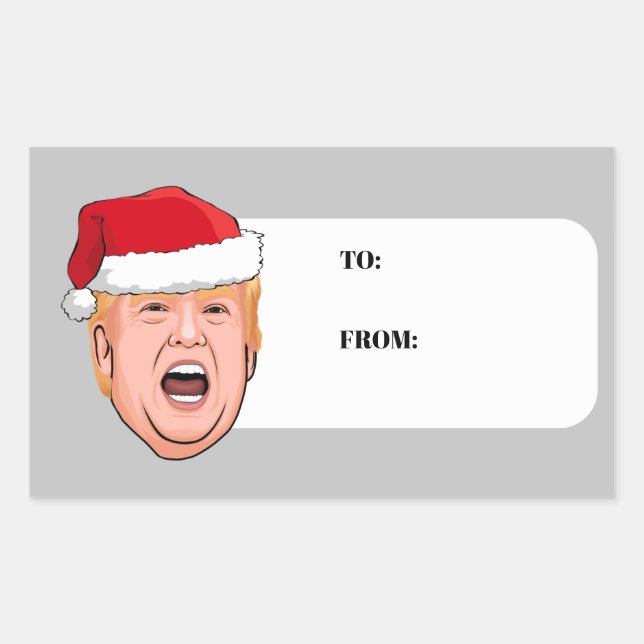 Pegatina Rectangular Navidades DONALD TRUMP (Anverso)