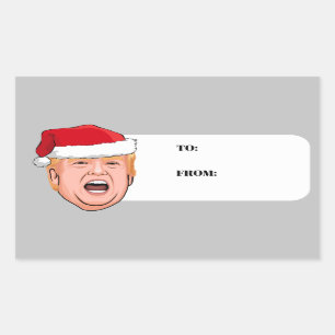 Pegatina Rectangular Navidades DONALD TRUMP