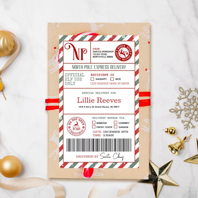 Pegatina Rectangular Navidades Elf North Pole Entrega especial (Subido por el creador)