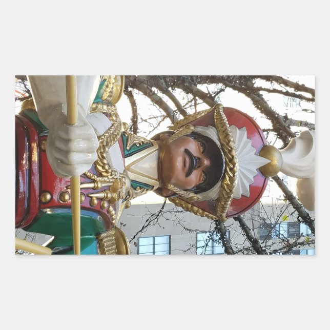 Pegatina Rectangular Navidades en Rockefeller - Soldado de juguete - NY (Anverso)