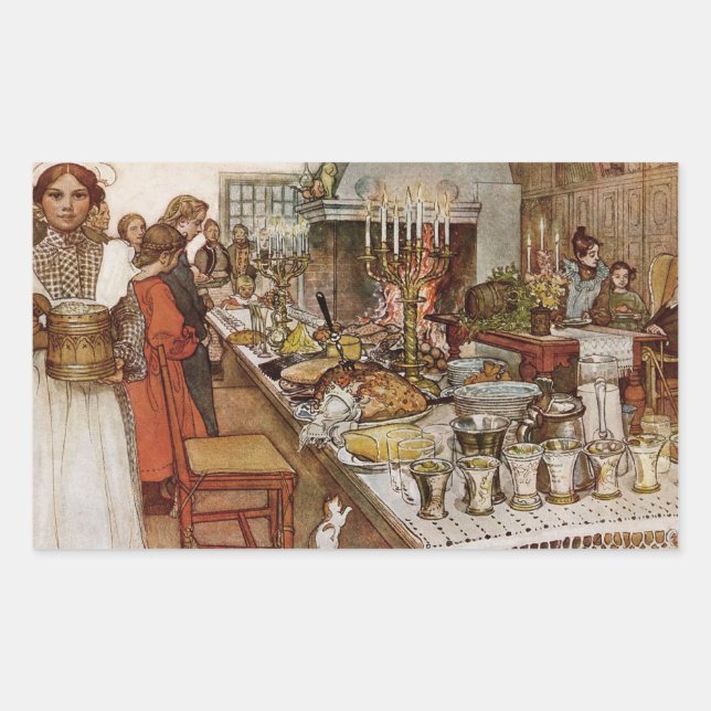 Pegatina Rectangular Navidades Eve Julaftonen (Anverso)