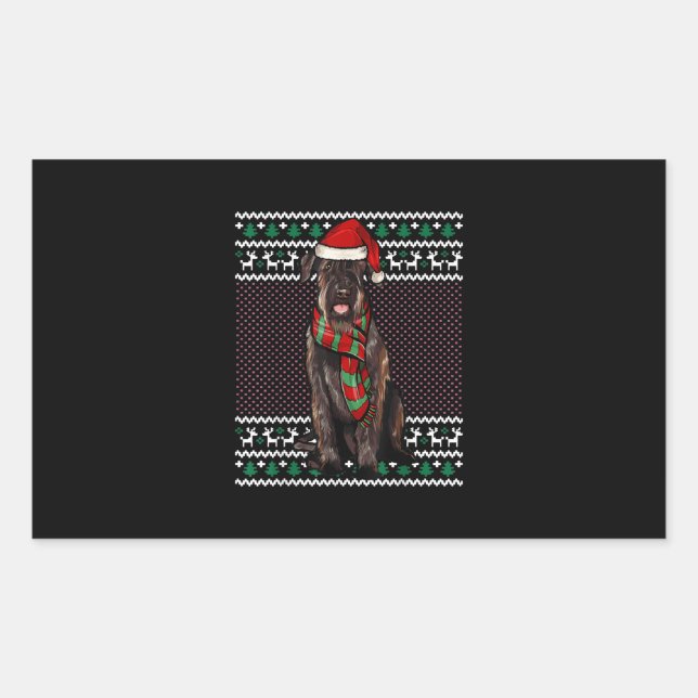 Pegatina Rectangular Navidades feos del gigante de la Navidad Schnauzer (Anverso)