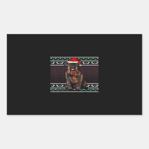 Pegatina Rectangular Navidades feos del gigante de la Navidad Schnauzer