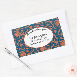 Pegatina Rectangular Navidades feos Gorra suéter bufanda Blanco rojo