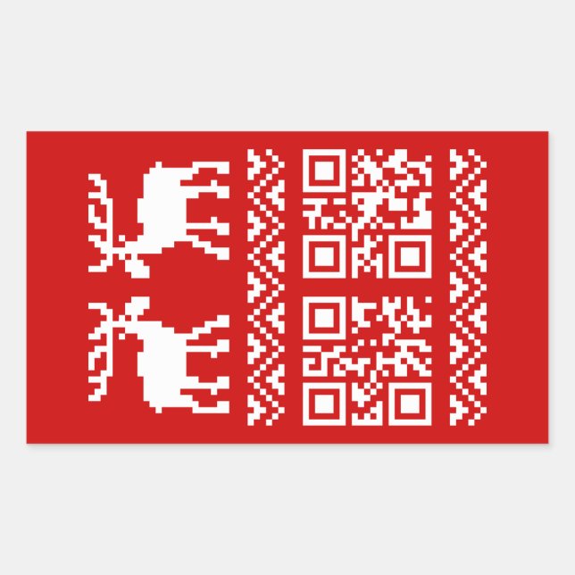 Pegatina Rectangular ¡Navidades feos sudan el código QR Feliz Año Nuevo (Anverso)