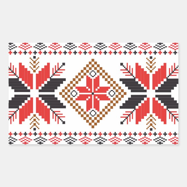 Pegatina Rectangular Navidades feos Sweater Fair Isle (Anverso)