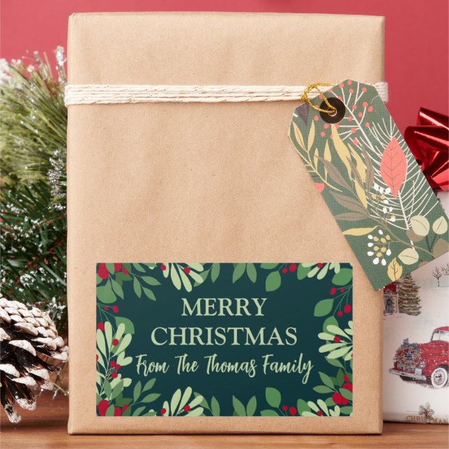 Pegatina Rectangular Navidades festivos nombre de familia de Berries bo (Vacaciones)