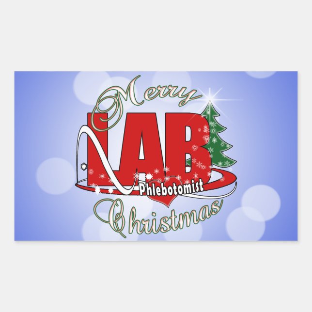 PEGATINA RECTANGULAR NAVIDADES FLEBOTOMISTAS DE LAB (Anverso)