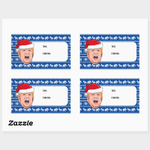 Pegatina Rectangular Navidades furiosos de Donald Trump