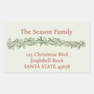 Pegatina Rectangular Navidades Garland Watercolor