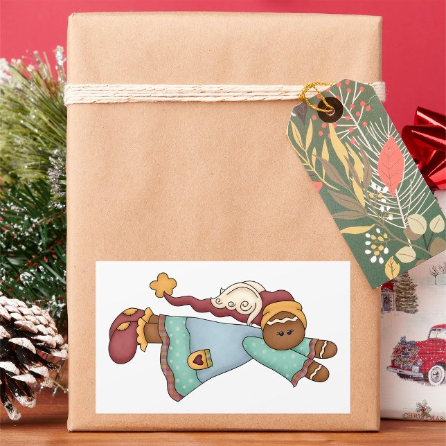 Pegatina Rectangular Navidades Gingerbread Angel (Subido por el creador)