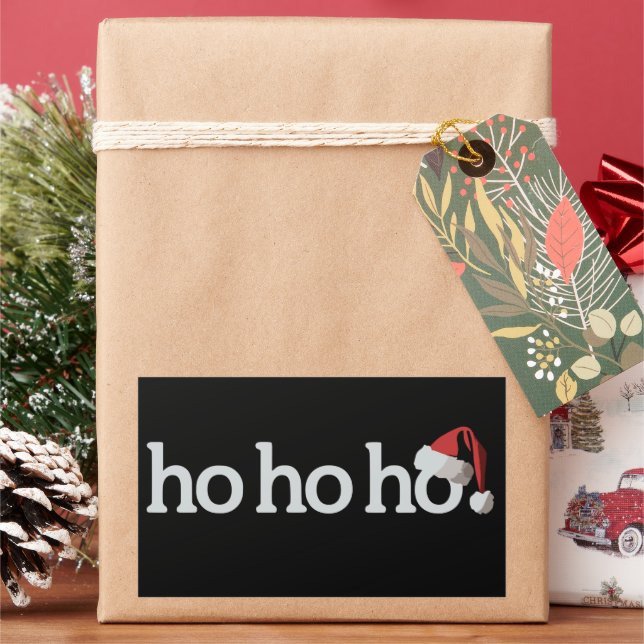 Pegatina Rectangular Navidades Ho Ho Ho Ho Xmas Santa Hat (Vacaciones)