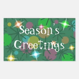 Pegatina Rectangular Navidades iluminan rectángulo de saludos de tempor