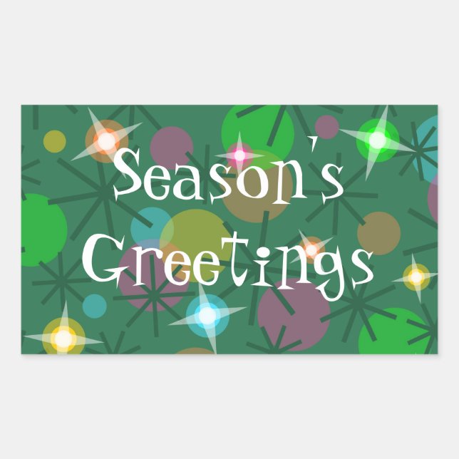 Pegatina Rectangular Navidades iluminan rectángulo de saludos de tempor (Anverso)