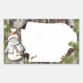 Pegatina Rectangular Navidades inteligentes Snowman