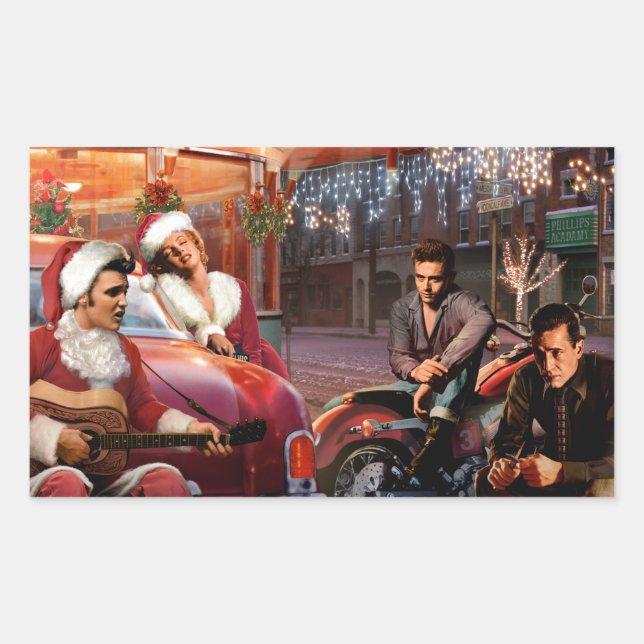 Pegatina Rectangular Navidades legendarios (Anverso)