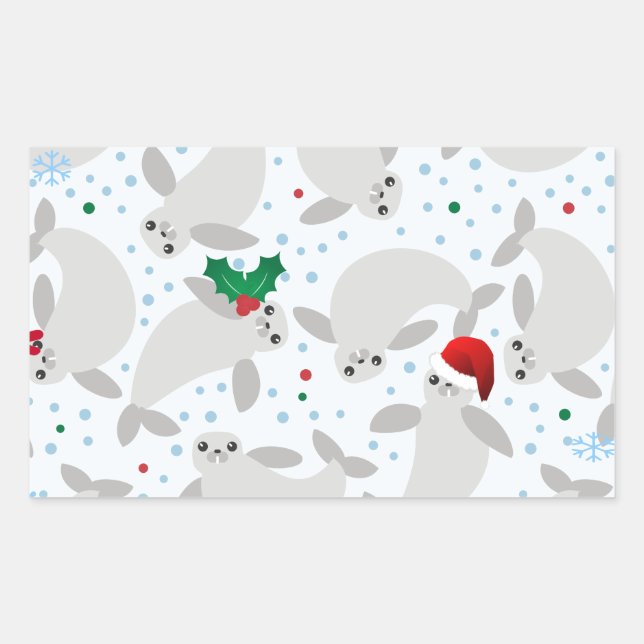 Pegatina Rectangular navidades manatee (Anverso)
