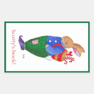 Pegatina Rectangular Navidades Matrícula de conejo